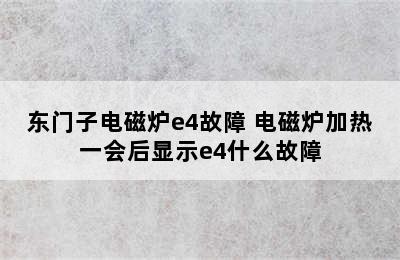 东门子电磁炉e4故障 电磁炉加热一会后显示e4什么故障